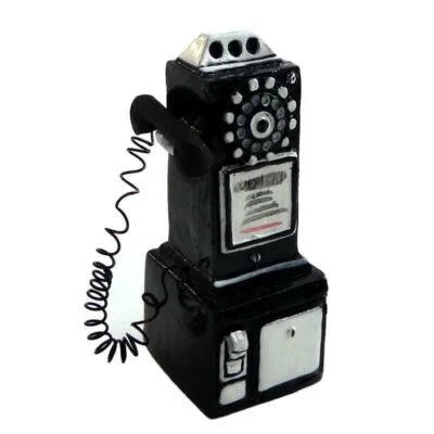 Casa Delle Bambole Miniatura Telefono Scatola da Negozio Caffè 1950's Pay Nero - Immagine 1 di 4