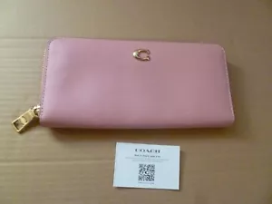 COACH Smith Slim Leather Accordion Zip Wallet in Bubblegum Pink CH822 BNWT NEW - Picture 1 of 18