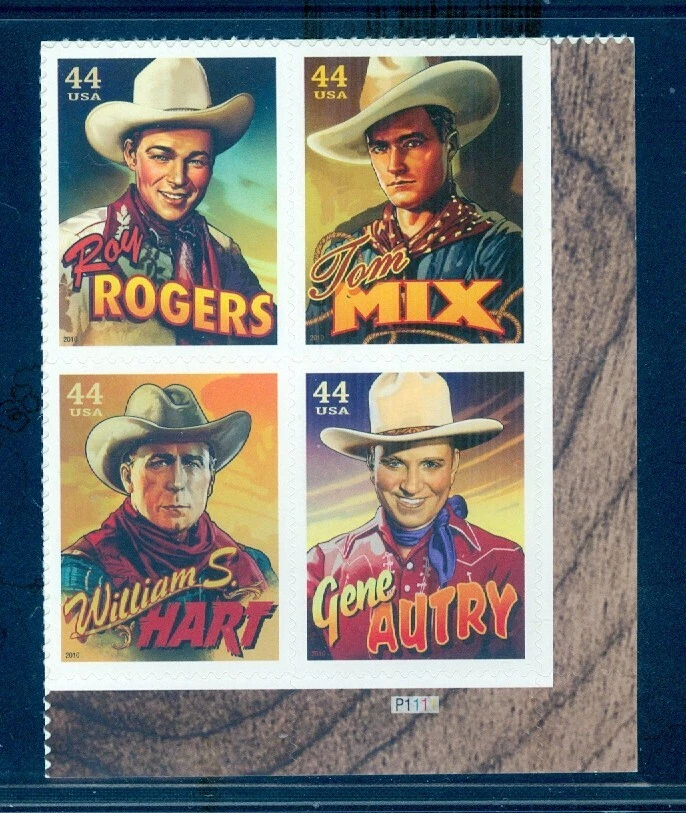 Vaqueros de la pantalla plateada US 4446-4449, bloque de placas/4, como nuevo NH Foto 1 de 1