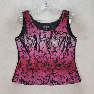 Y2K Kasper 粉色 Ombre 花卉缎面珠光性感晚装女式上衣衬衫 6 码 — 第 1/4 张图片