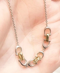 Coach Linked Signature Gold Silver Timeless Necklace 16” w/ 2” Extender 5974 - Picture 1 of 9