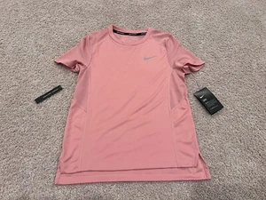 Nike pink run running NY marathon t shirt Dri Fit gray reflective swoosh logo M - Picture 1 of 4