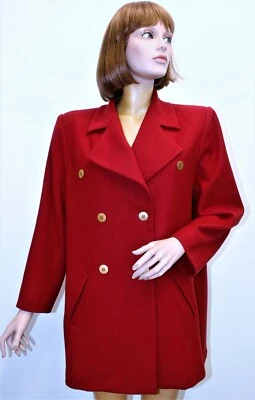 Vintage loose fit 3/4 Coat YVES SAINT LAURENT red wool 46FR 14US made in France - Image 1 of 4