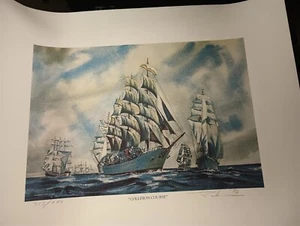 Thomas S. Baker Collision Course Signed Lithograph 1976 Tall Ships Art Print - Picture 1 of 6