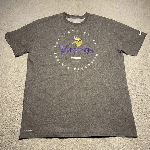 Minnesota Vikings Nike Dri Fit T Shirt Mens Large Gray NFL Performance Athletic Cover