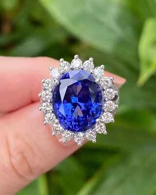 3.45 Ct Oval cut Natural Tanzanite Diamond Engagement Ring 14K Solid White Gold - Image 1 of 4