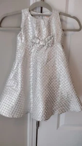 GYMBOREE GIRLS SAVANNAH PARTY SILVER JACQUARD FOIL DRESS SZ 2 EUC HOLIDAY - Picture 1 of 5