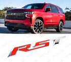 1Pc Tailgate Rst Emblem Fit 2021-2024 Chevrolet Tahoe Suburban Badge Red Chrome