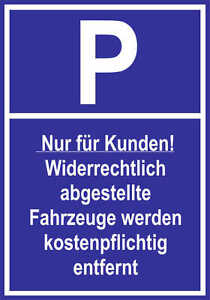 Nur für Mieter Besucher Kunden Parkplatzschild Alu-Dibond 30x21 cm DE4013