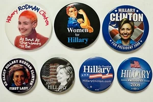 Hillary Clinton Buttons Presidential Election 8 Vintage Pinback 2008 Pins Lot - Picture 1 of 2