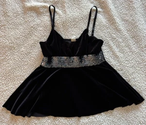 AQUA Girls Black Velvet Top with Sequin (Strap w/V-neck) Style #6179/Cut 2709 - Picture 1 of 12