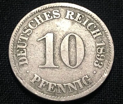 German Empire 10 Pfennig 1893 A. World Coin. Berlin Mint - Image 1 of 4