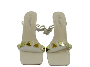 Cape Robbin Aigo Womens Off White Gold Accent Heeled Shoes Size 5.5 New - Picture 1 of 8