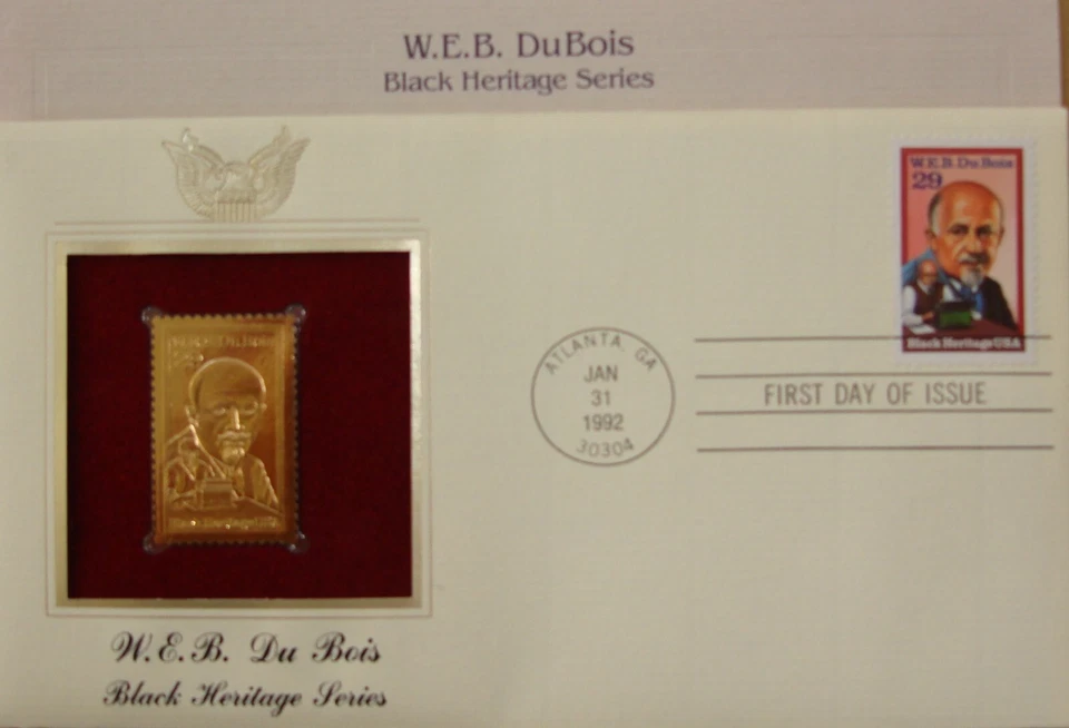 Ouro 22K 1992 W.E.B. Du Bois Black Heritage réplica dourada capa de 1º dia sem endereço - Imagem 1 de 1