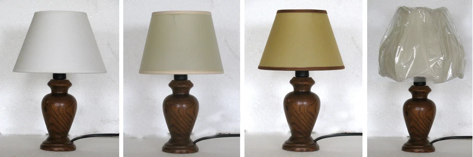 PAOLO ROSSI Lampada abat jour lumetto da comodino in legno tornito col noce Made in Italy