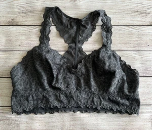 Felina Gray Lace Racerback Bralette Unlined Sexy Bra Lingerie Size XL - Picture 1 of 10