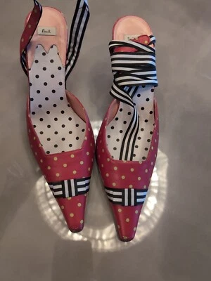 Paul Smith Caprichoso Zapato Rojo Lunares Con Cinta Talla 37 o EE. UU. Talla 7 Nuevo Foto 1 de 4