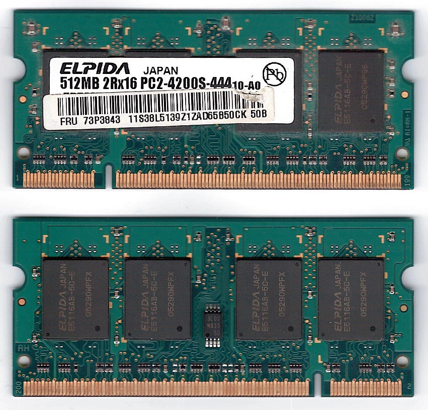 Elpida Japan 512MB PC2-4200S-444 Laptop RAM Memory 200-Pin - Image 1 of 1