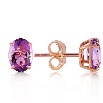 1.8 Carat 14K Solid Rose Gold Panache Amethyst Stud Earrings - Imagem 1 de 4