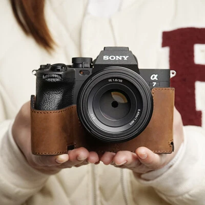 Genuine Real Leather Camera Bag Protect Case Cover Base Grip For Fuji A7M4 A7S3 - Image 1 of 4