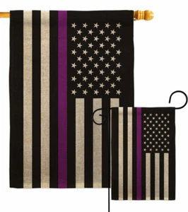 US Thin Purple Line Burlap Garden Flag First Responders Police Yard House Banner - Picture 1 of 19