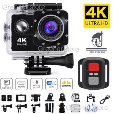 4K WiFi Action Camera Waterproof Sports Camera HD 1080P Screen Underwater Camera - Image 1 of 4