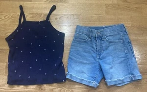 Girl's Old Navy & Gap Outfit Size 6-7 - Black Ribbed Top w/Polka Dot Leggings - Picture 1 of 7