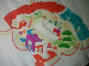 Fan Print Hankie Vintage Nylon Handkerchief Colorful Hanky 1161 - Picture 1 of 9