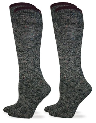 Wise Blend Womens Wool Marl Knit Wicking Tall Long Knee High Boot Socks 2 Pair - Image 1 of 4