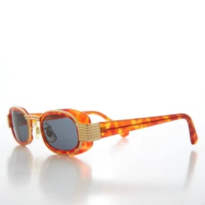 Rust Rectangular Sunglass with Goggle Rim and Gold Accent - Paymer - Picture 1 of 3