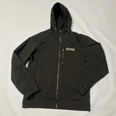 Chaqueta de pesca con capucha Okuma para hombre M negra repelente al agua cremallera completa ¡En excelente estado! Foto 1 de 4