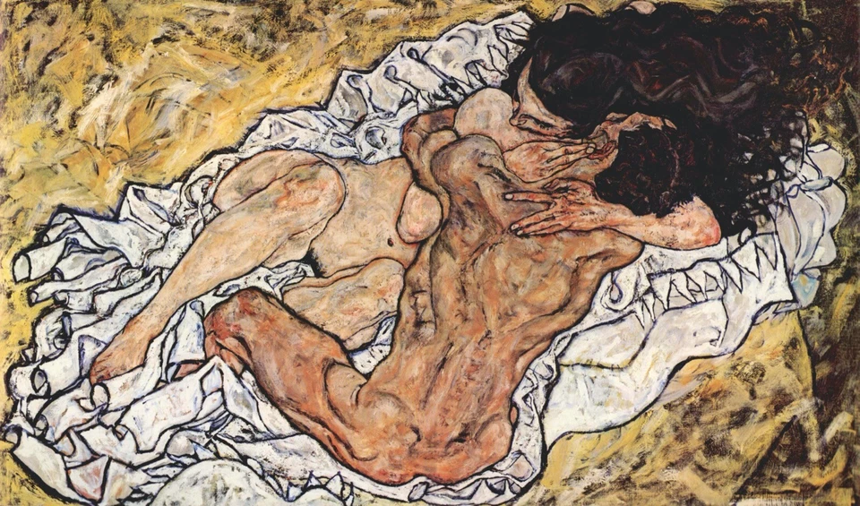 Reproducción de impresión artística sobre lienzo The Embrace de Egon Schiele Giclee Foto 1 de 1