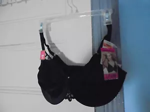 Lilyette Bra 40DD Style 0484 NWT BLACK unlined Underwire $38 back smoothing - Picture 1 of 5