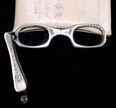 Rhinestone Lucite Eyeglasses Folding - Pink and Gray - Original Case Vintage - Image 1 of 4