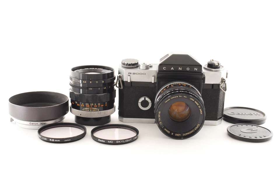 【 N MINT 】 Canon Canonflex R2000 35mm SLR Film Camera w/ 50mm 35mm 2 lens Japan - Image 1 of 4