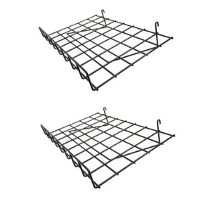 Set Of 2 Pieces GLOSS BLACK Wire Grid Shelf With Lip Size 24 Inch x 15 Inch - Picture 1 of 3