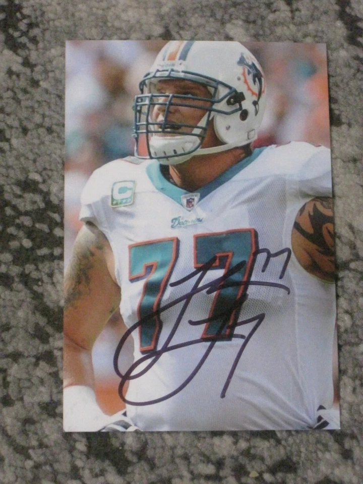 Foto 4x6 firmada por Jake Long de los Miami Dolphins autógrafo de fútbol 1 Foto 1 de 1