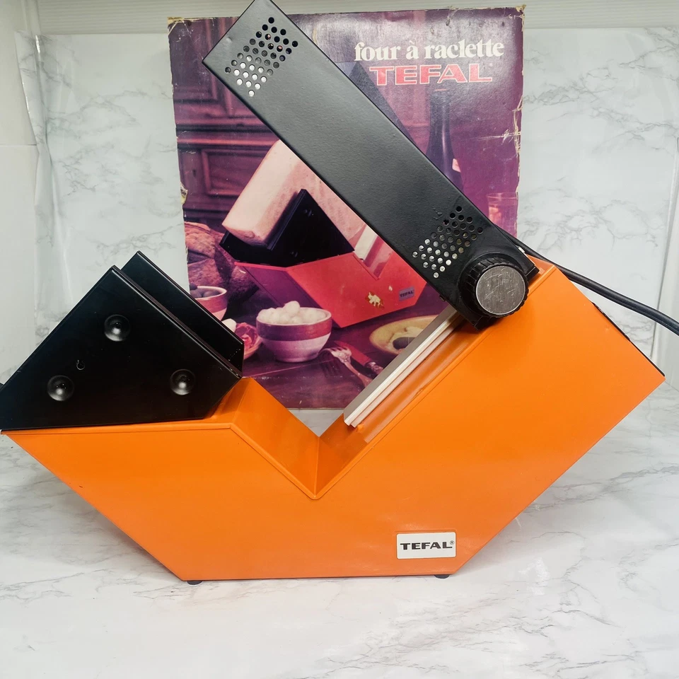 Vtg 1970's Tefal Cheese Raclette Oven Warmer Melter W/ Box Box Retro Orange - image 1 of 4