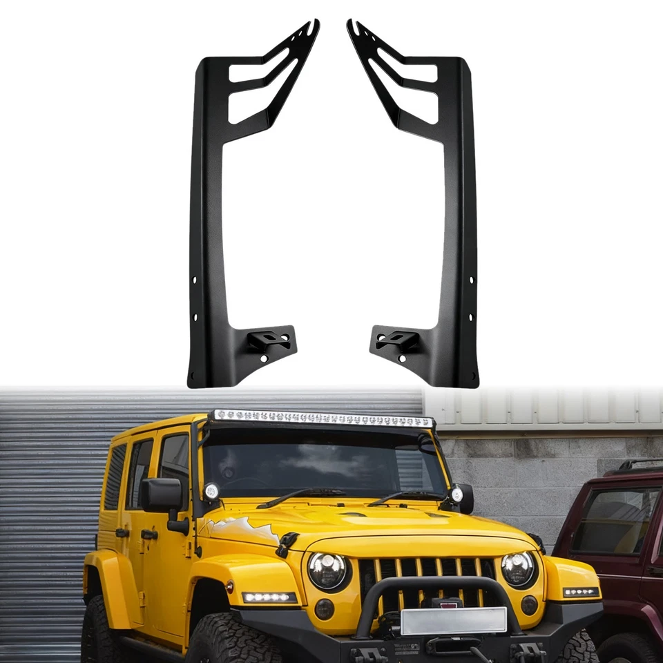 For 2007-2017 Jeep Wrangler JK 52" LED Light Bar Windshield Brackets A-pillar Foto 1 de 4