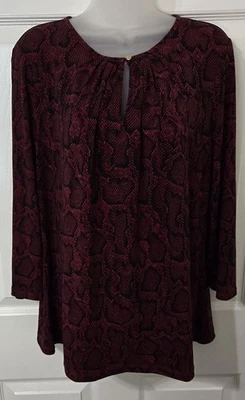 Top de Carrera Liz Claiborne Damas Talla Grande Estampado de Serpiente Negro y Púrpura 3/4... Foto 1 de 4