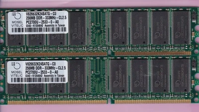 512MB 2x256MB PC2700 MOSEL VITELIC V826632K24SATG-C0 DDR-333 RAM Memory Kit DDR1 - Image 1 of 3