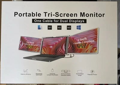 MNN 14” Triple Portable Monitor FHD 1080P IPS Laptop Screen Extender - Image 1 of 4