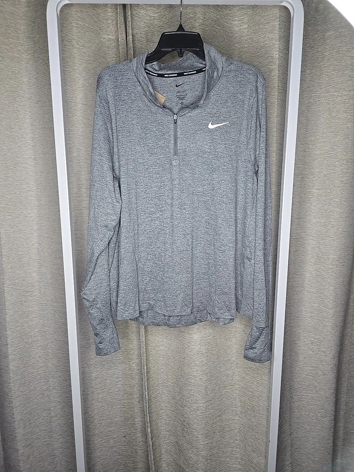 Nike Running Element Womens 1/2 Zip Running Shirt Top Gray CZ2849-084 Sz 1X