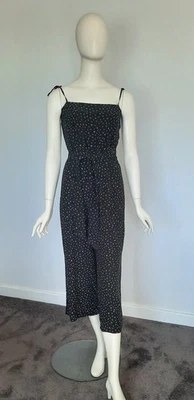 Bec & Bridge Size 8 Black White Fine Floral Print Sleeveless Midi Jumpsuit - image 1 of 4
