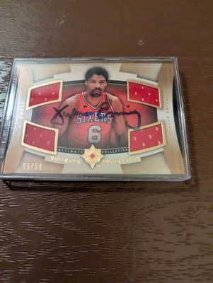 Tarjeta Julius Erving Signef Quad Jersey rara como nueva Foto 1 de 4