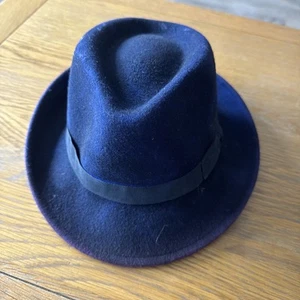 Major Wear - Blue 100% Wool Trilby Hat - Size Small - Picture 1 of 6