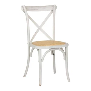 Holzstuhl Kreuzrücken Weiß Antik Pub Pompei - Bild 1 von 10