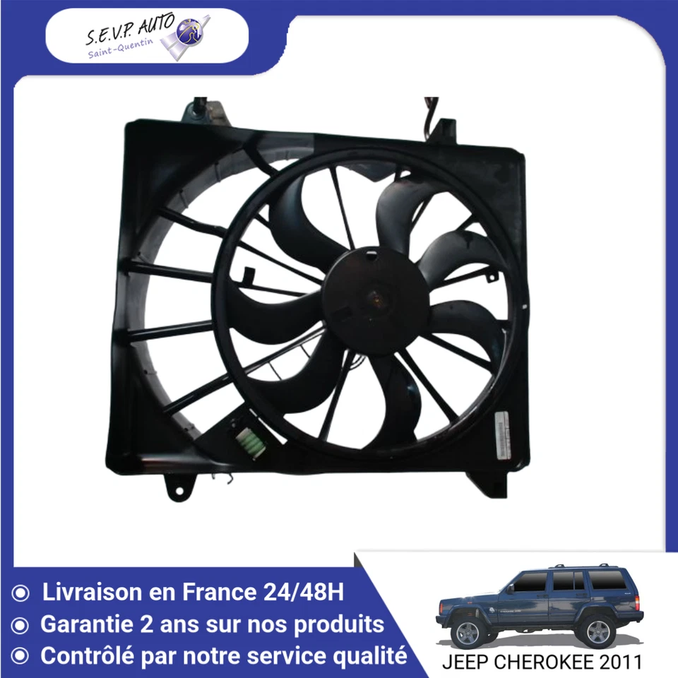 🇫🇷 MOTEUR VENTILATEUR RADIATEUR JEEP CHEROKEE 2004- ➤68033244AA ♻️ - Photo 1/2