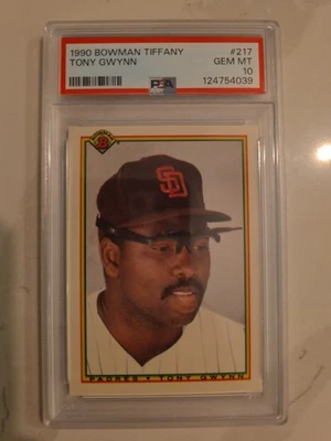Tarjeta de béisbol 1990 Bowman Tiffany Tony Gwynn #217 PSA clasificación 10 gema-como nueva Foto 1 de 2