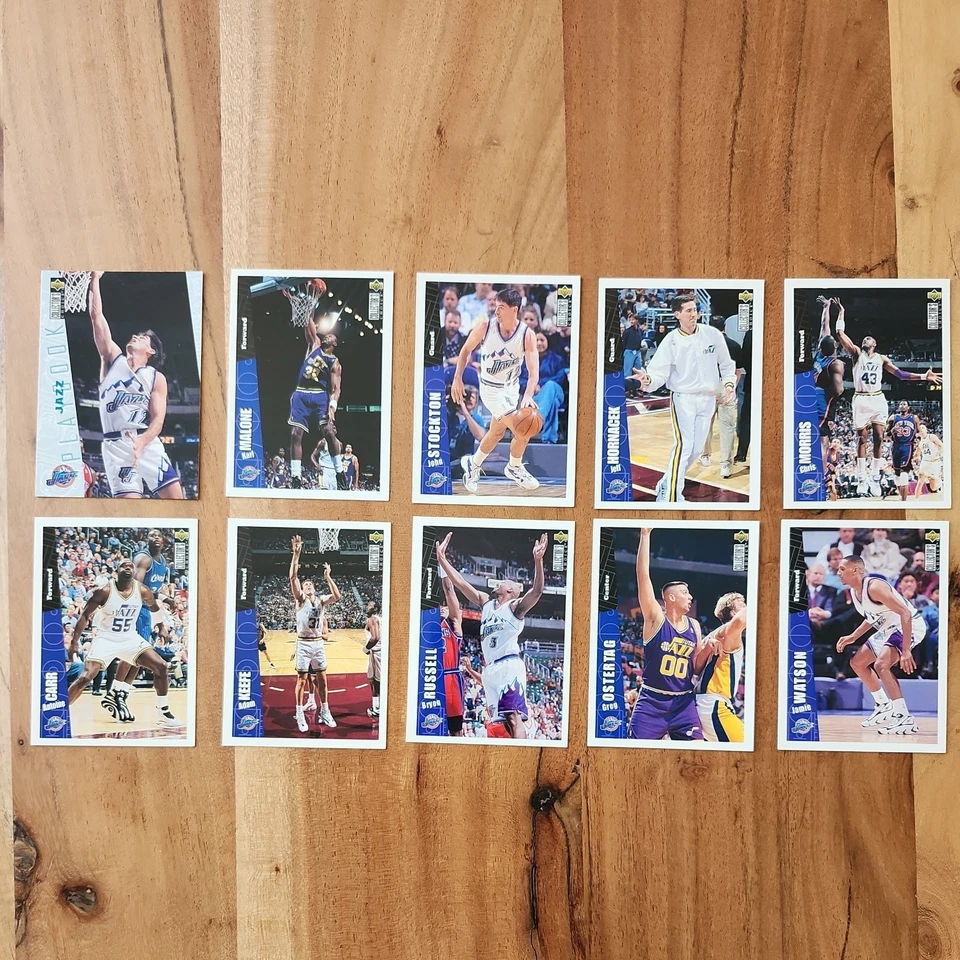 96-97 Collector's Choice Team Playbook Set Jazz Stockton, Malone, Hornacek, Carr - Image 1 of 4
